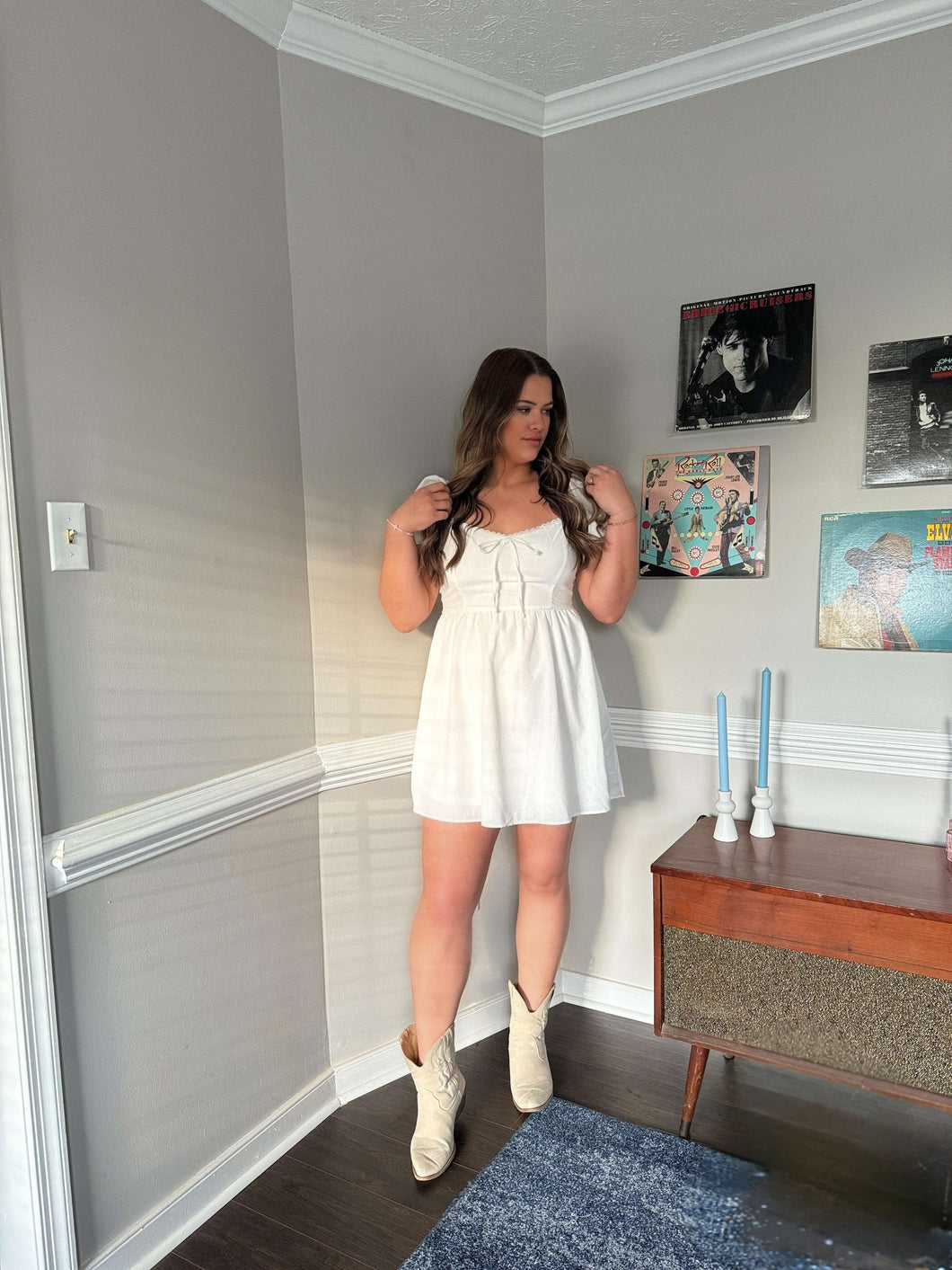 Juliet Puff Sleeve Mini Dress - White
