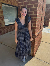 Load image into Gallery viewer, After Dark Navy Plaid Midi Dress
