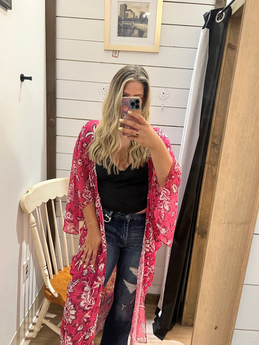 Fuschia Floral Kimono