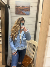 Load image into Gallery viewer, Dusty Blue Faux Leather Jacket
