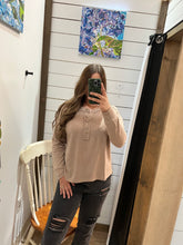 Load image into Gallery viewer, Khaki Ribbed Henley Top

