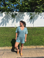 Take Out T-shirt Romper - Sage