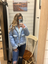 Load image into Gallery viewer, Dusty Blue Faux Leather Jacket
