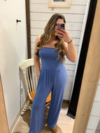 Booked & Busy Jumpsuit- Periwinkle