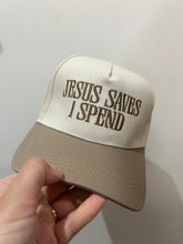 Load image into Gallery viewer, Jesus Saves I Spend Canvas Hat
