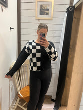 Load image into Gallery viewer, Checkered Pullover Sweater - Black
