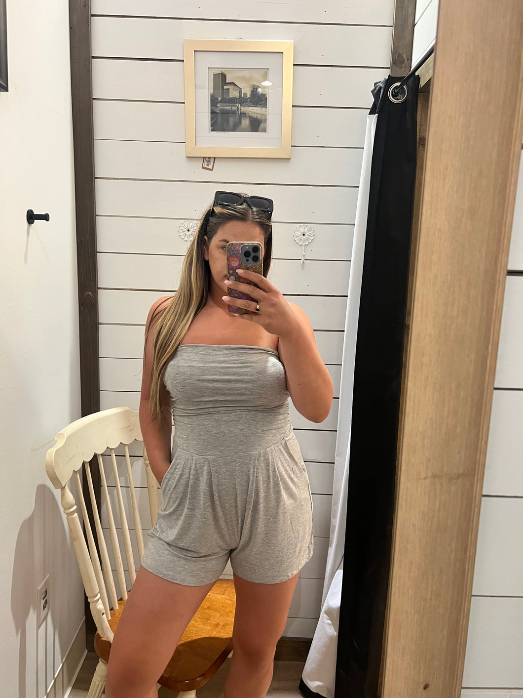 Tube Top Romper - Heather Grey