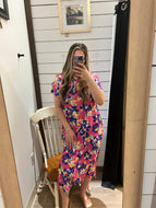 Bloom Midi Dress Fuschia