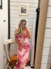 Load image into Gallery viewer, Pink Bandana Print Midi Dress
