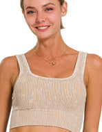 Ash Mocha Ribbed Seamless Tank