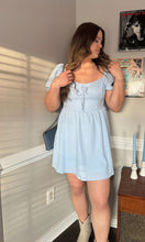 Load image into Gallery viewer, Juliet Puff Sleeve Mini Dress - Powder Blue
