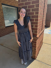 Load image into Gallery viewer, After Dark Navy Plaid Midi Dress
