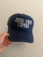 Jesus Saves Trucker Hat - Navy