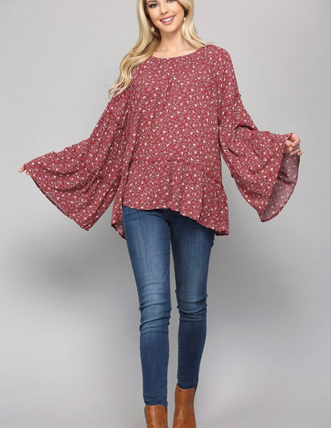 Floral Bell Sleeve Top