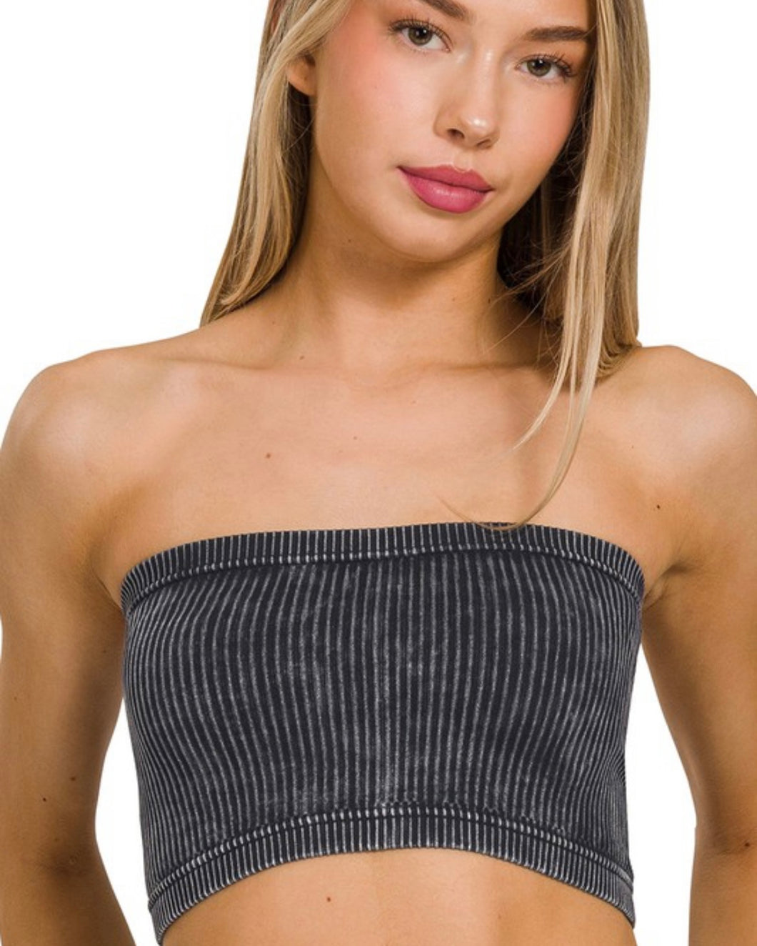 Ribbed Bandeau - Ash Black